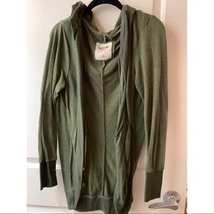 Olive Green Cardigan with Hood